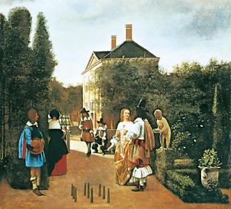 Pieter de Hooch Skittle Players in a Garden Spain oil painting art